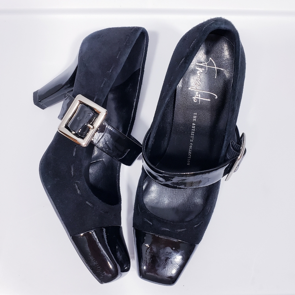 Franco Sarto The Artist's Collec Patent Leather Square Toe Mary Jane shoes 6.5 W